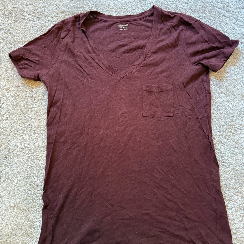 Madewell Deep Burgundy V-Neck Tee